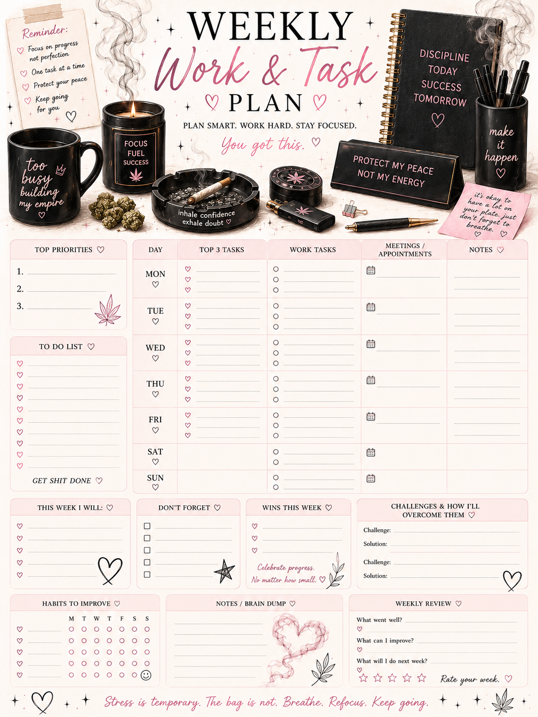 The Classy Smoker Girl Bundle — Planner + Sticker Prints