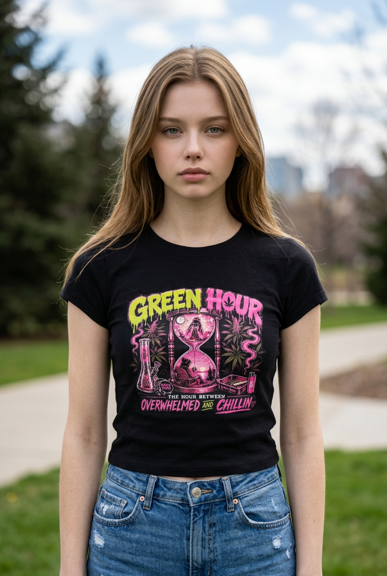 Green Hour Tee — The Hour Between Overwhelmed & Chillin'