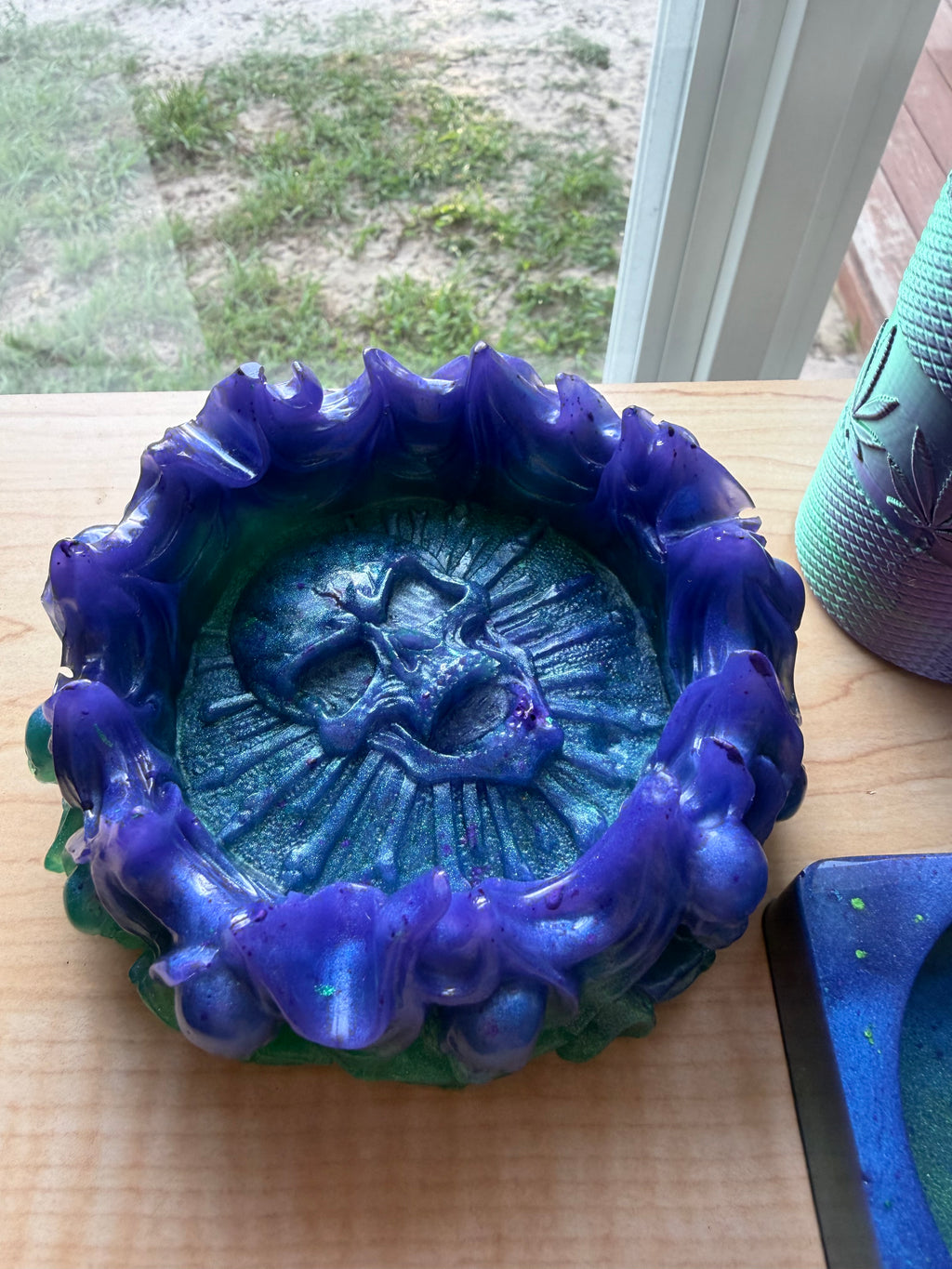 "I'm a Little High Maintenance" – Blue & Green Resin Rolling Tray Set