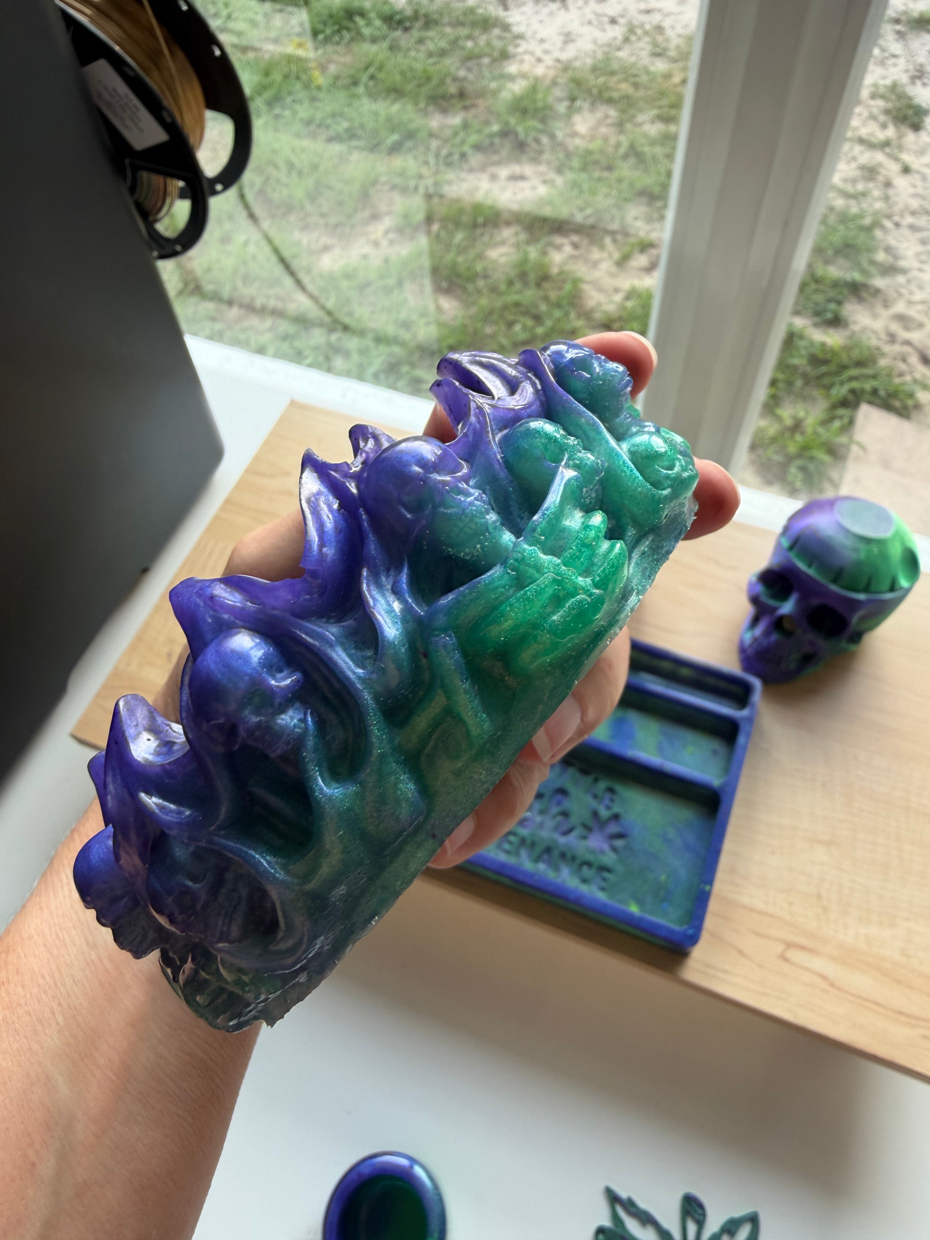"I'm a Little High Maintenance" – Blue & Green Resin Rolling Tray Set