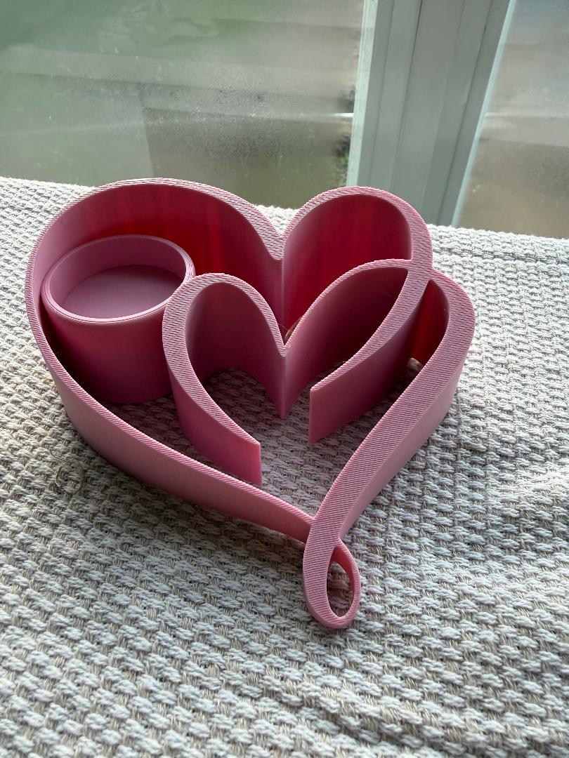 Pink Heart Tea Light Holder – 3D Printed Vibe Decor