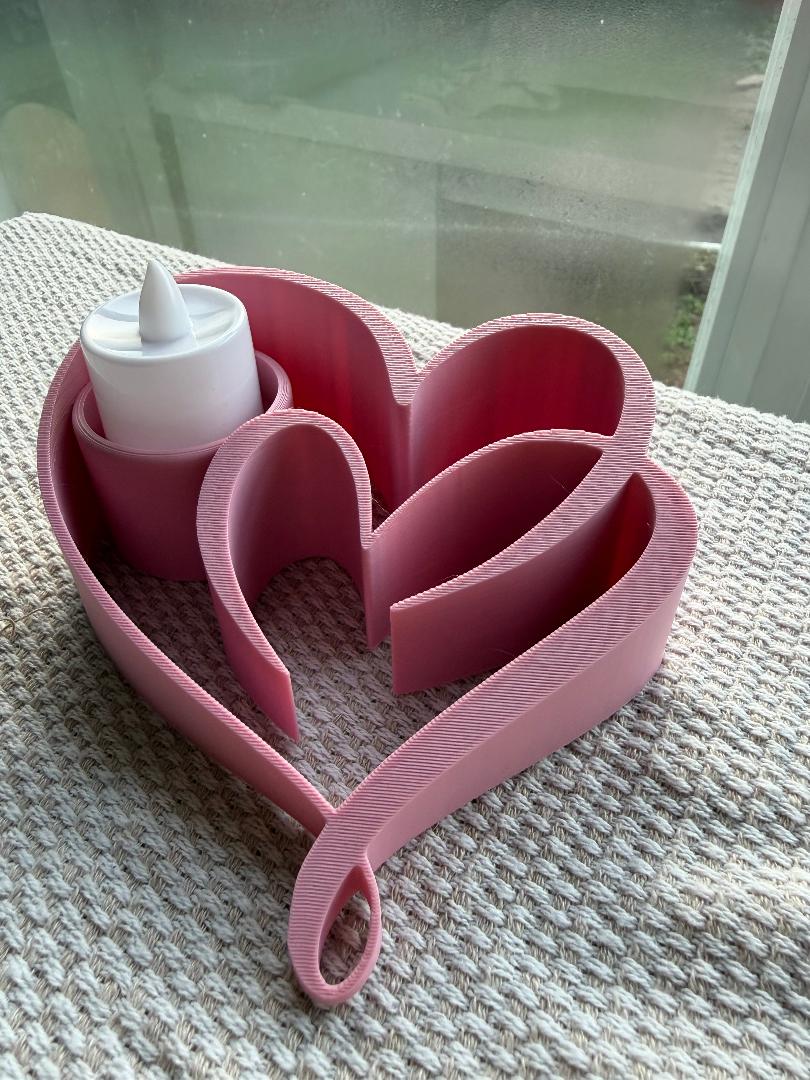 Pink Heart Tea Light Holder – 3D Printed Vibe Decor
