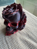 Red & Black Rose Skull Sculpture – 3D Printed Gothic Decor